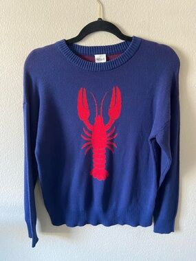 Nikka K Navy Crewneck Sweater with Red Lobster Motif